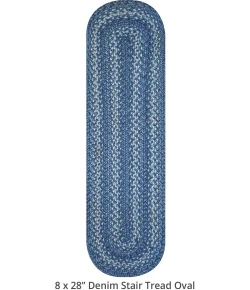 Homespice Decor Jute Braided Accessories Denim Blue 240100PS 8 in. X 28 in. Set of 2 Oval Rug