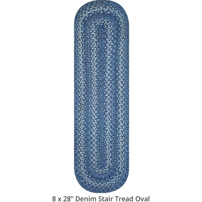 Homespice Decor Jute Braided Accessories Denim Blue 240132PS 8 in. X 28 in. Set of 13 Oval Rug
