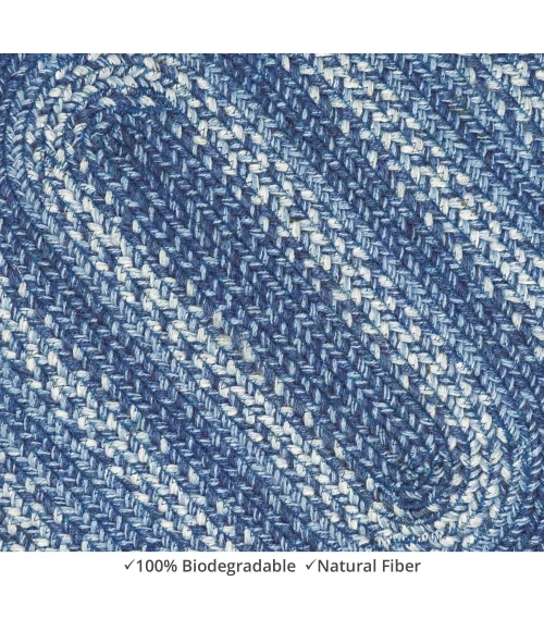 Homespice Decor Jute Braided Accessories Denim Blue 240100PS 8 in. X 28 in. Set of 2 Oval Rug