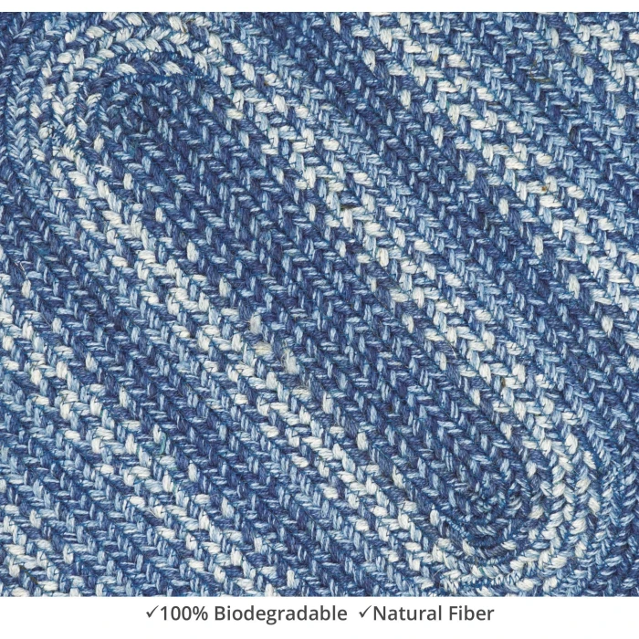 Homespice Decor Jute Braided Accessories Denim Blue 240132PS 8 in. X 28 in. Set of 13 Oval Rug