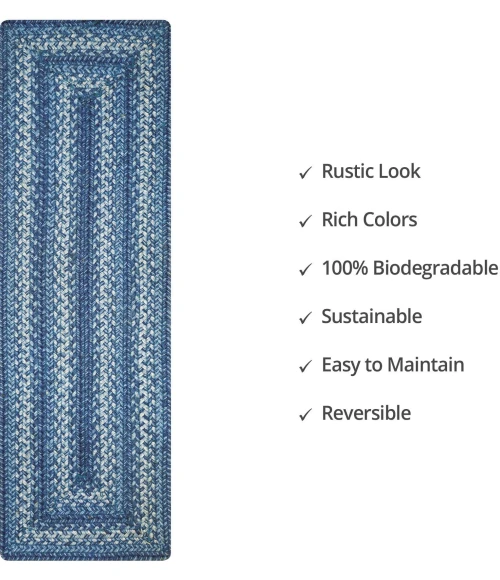 Homespice Decor Jute Braided Accessories Denim Blue 240148PS 8 in. X 28 in. Set of 13 Rect Rug