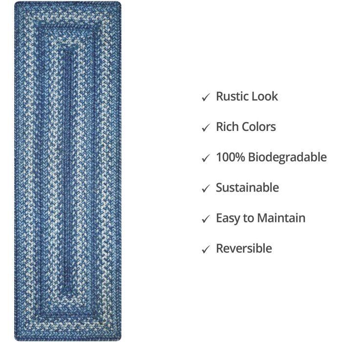 Homespice Decor Jute Braided Accessories Denim Blue 240116PS 8 in. X 28 in. Set of 2 Rect Rug