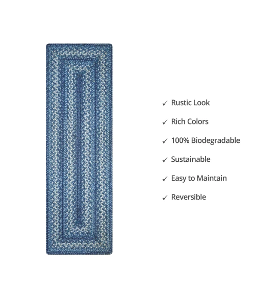Homespice Decor Jute Braided Accessories Denim Blue 572684 11 in. X 36 in. Rect Rug