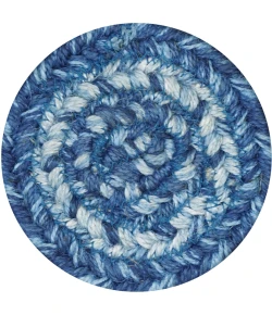 Homespice Decor Jute Braided Accessories Denim Blue 240008PS 4 in. Set of 6 Round Rug