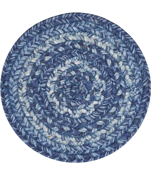 Homespice Decor Jute Braided Accessories Denim Blue 240024PS 8 in. Set of 3 Round Rug