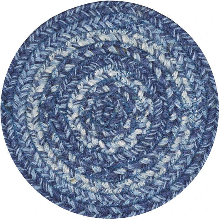 Homespice Decor Jute Braided Accessories Denim Blue 240024PS 8 in. Set of 3 Round Rug