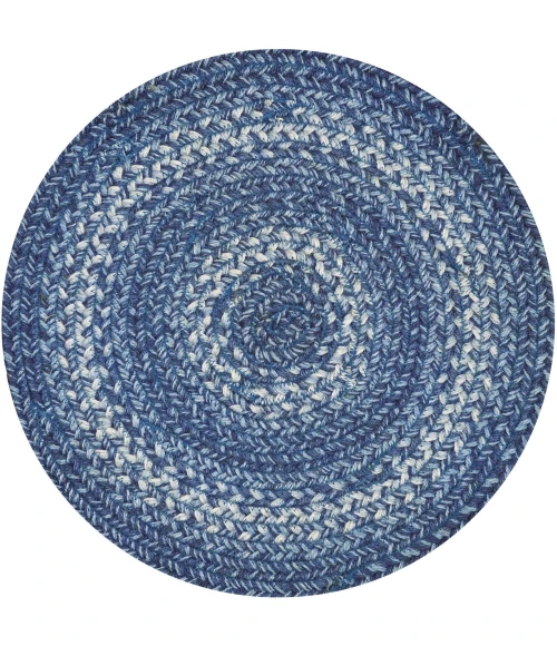 Homespice Decor Jute Braided Accessories Denim Blue 240042PS 15 in. Set of 2 Round Rug