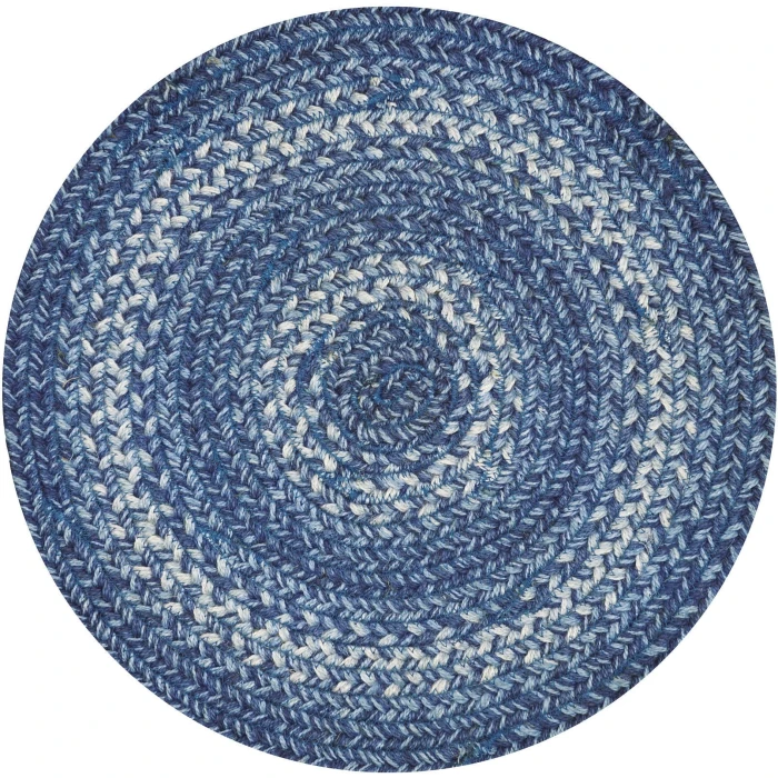 Homespice Decor Jute Braided Accessories Denim Blue 240161PS 15 in. X 15 in. Set of 2 Round Rug