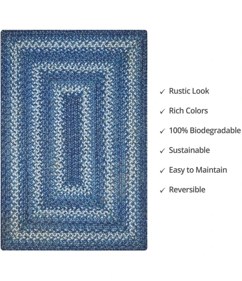 Homespice Decor Jute Braided Denim Blue 510686 2 ft. X 3 ft. Rect Rug
