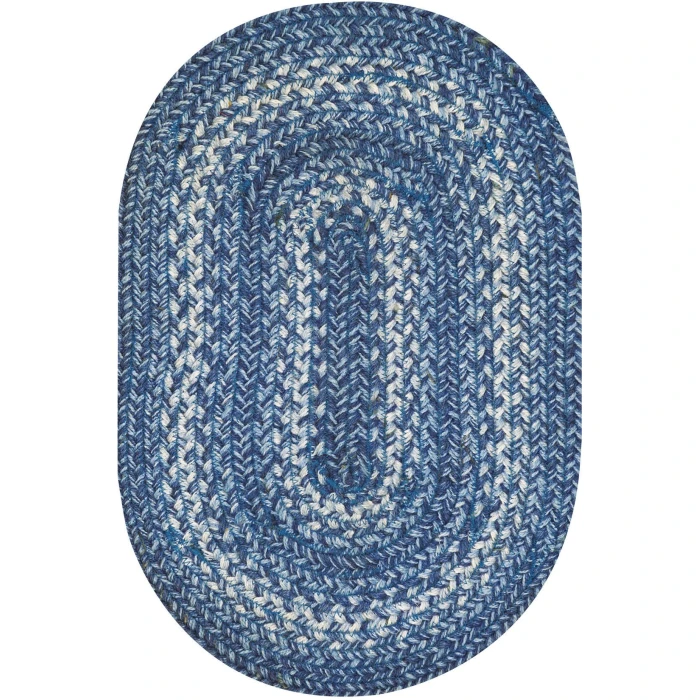 Homespice Decor Jute Braided Accessories Denim Blue 240056PS 13 in. X 19 in. Set of 4 Oval Rug