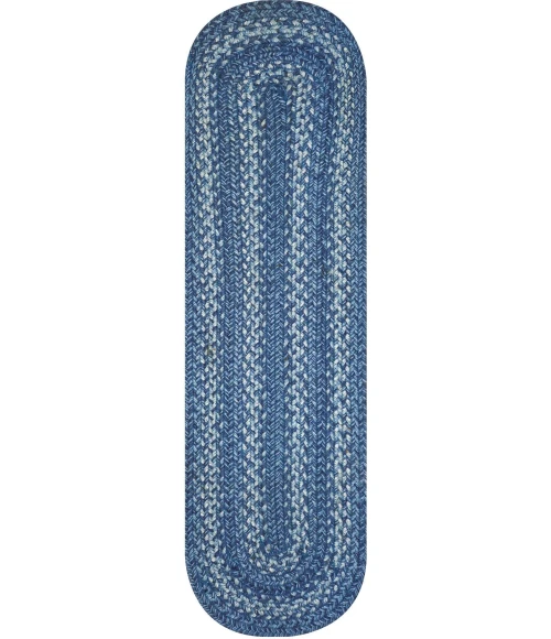 Homespice Decor Jute Braided Accessories Denim Blue 240100PS 8 in. X 28 in. Set of 2 Oval Rug