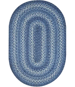 Homespice Decor Jute Braided Denim Blue 500687 2 ft. X 3 ft. Oval Rug