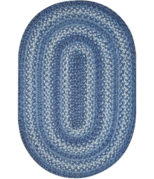 Homespice Decor Jute Braided Denim Blue 500687 2 ft. X 3 ft. Oval Rug