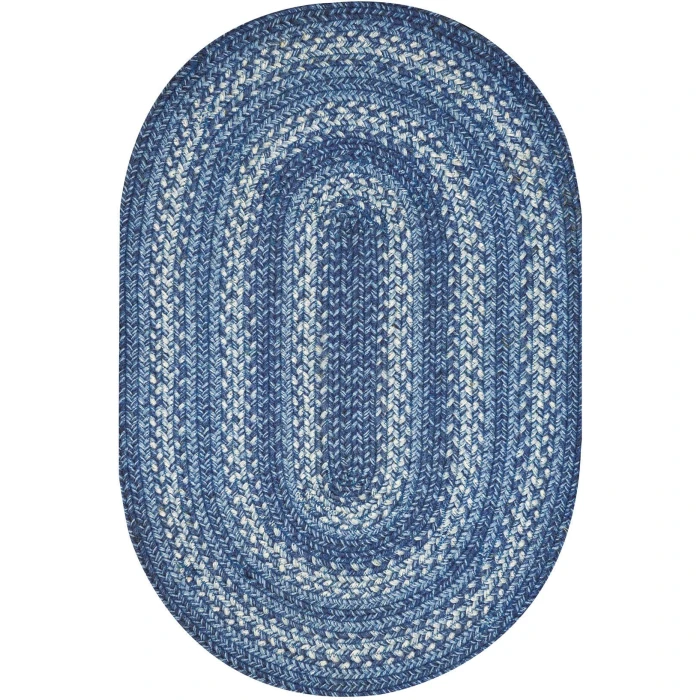 Homespice Decor Jute Braided Denim Blue 500687 2 ft. X 3 ft. Oval Rug