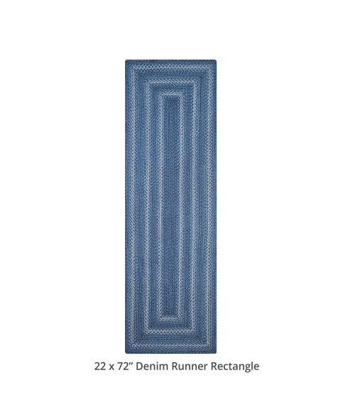 Homespice Decor Jute Braided Denim Blue 519689 22 in. X 72 in. Rect Rug