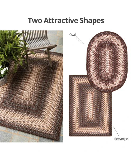 Homespice Decor Ultra Durable Braided Driftwood Chocolate 303127 4 ft. X 6 ft. Oval Rug