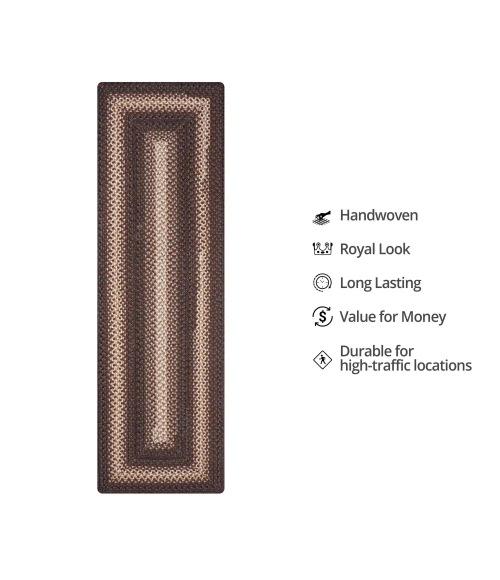Homespice Decor Ultra Durable Braided Driftwood Chocolate 329127 22 in. X 72 in. Rect Rug
