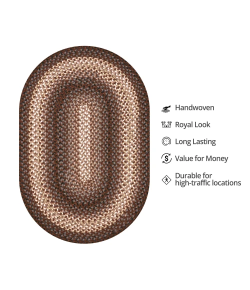 Homespice Decor Ultra Durable Braided Driftwood Chocolate 303127 4 ft. X 6 ft. Oval Rug