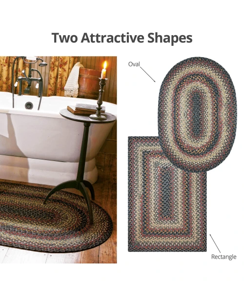 Homespice Decor Cotton Braided Enigma Black 454096 20 in. X 30 in. Rect Rug