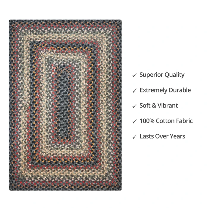 Homespice Decor Cotton Braided Enigma Black 416094 8 ft. X 10 ft. Rect Rug