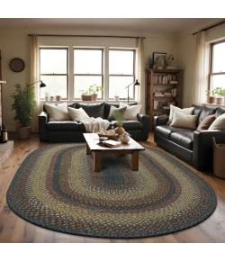 Homespice Decor Cotton Braided Enigma Black 404091 5 ft. X 8 ft. Oval Rug