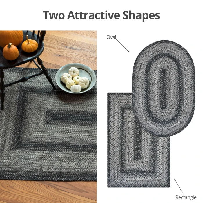 Homespice Decor Jute Braided Flint Hill Grey 502834 27 in. X 45 in. Oval Rug
