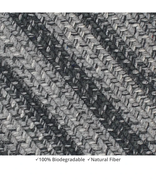 Homespice Decor Jute Braided Accessories Flint Hill Grey 571830 11 in. X 36 in. Oval Rug