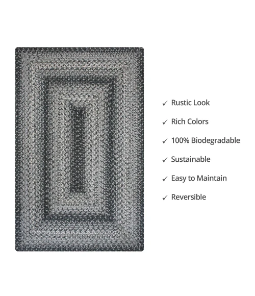 Homespice Decor Jute Braided Flint Hill Grey 513830 4 ft. X 6 ft. Rect Rug