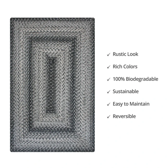 Homespice Decor Jute Braided Flint Hill Grey 511836 20 in. X 30 in. Rect Rug