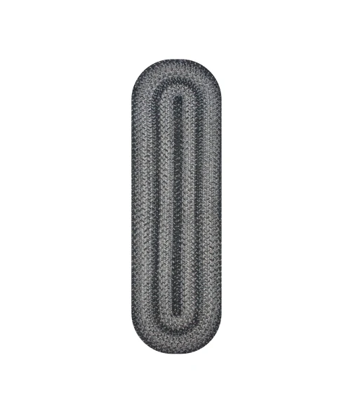 Homespice Decor Jute Braided Accessories Flint Hill Grey 571830 11 in. X 36 in. Oval Rug