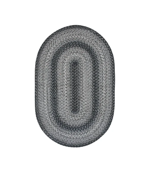 Homespice Decor Jute Braided Flint Hill Grey 502834 27 in. X 45 in. Oval Rug