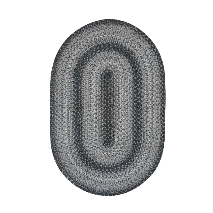 Homespice Decor Jute Braided Flint Hill Grey 502834 27 in. X 45 in. Oval Rug