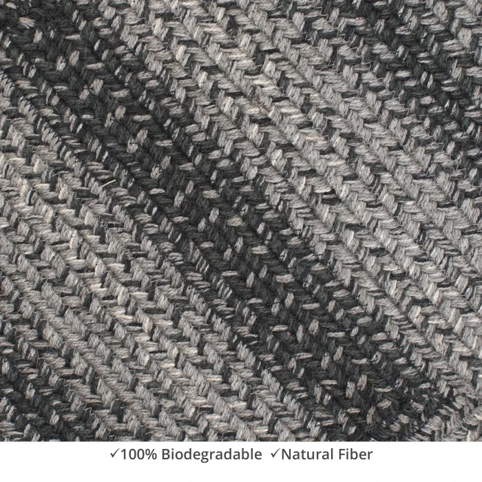 Homespice Decor Jute Braided Flint Hill Grey 502834 27 in. X 45 in. Oval Rug