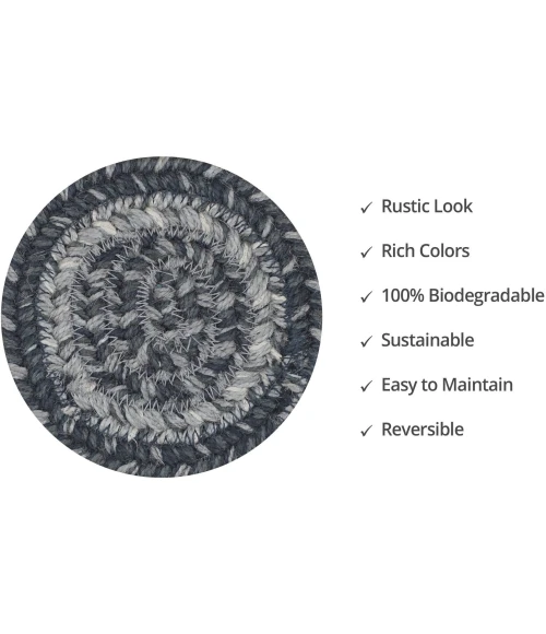 Homespice Decor Jute Braided Accessories Flint Hill Grey 240015PS 4 in. Set of 6 Round Rug