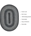 Homespice Decor Jute Braided Accessories Flint Hill Grey 240063PS 13 in. X 19 in. Set of 4 Oval Rug
