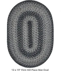 Homespice Decor Jute Braided Accessories Flint Hill Grey 240063PS 13 in. X 19 in. Set of 4 Oval Rug