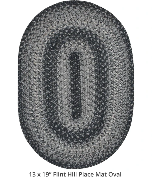 Homespice Decor Jute Braided Accessories Flint Hill Grey 240063PS 13 in. X 19 in. Set of 4 Oval Rug