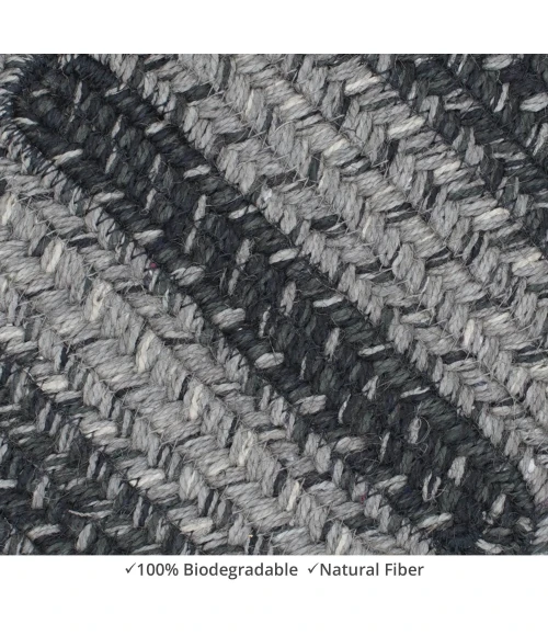 Homespice Decor Jute Braided Accessories Flint Hill Grey 240063PS 13 in. X 19 in. Set of 4 Oval Rug