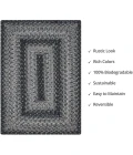 Homespice Decor Jute Braided Accessories Flint Hill Grey 240079PS 13 in. X 19 in. Set of 4 Rect Rug