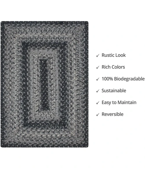 Homespice Decor Jute Braided Accessories Flint Hill Grey 240079PS 13 in. X 19 in. Set of 4 Rect Rug