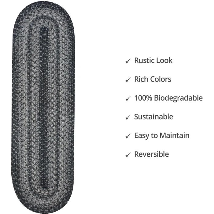 Homespice Decor Jute Braided Accessories Flint Hill Grey 240139PS 8 in. X 28 in. Set of 13 Oval Rug