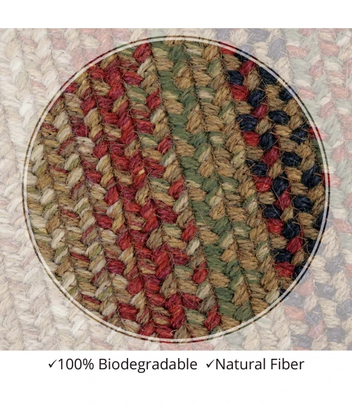 Homespice Decor Jute Braided Gingerbread Brown, Deep Red 506801 8 ft. X 10 ft. Oval Rug