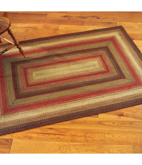 Homespice Decor Jute Braided Gingerbread Brown, Deep Red 503800 4 ft. X 6 ft. Oval Rug