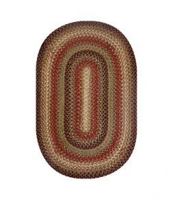 Homespice Decor Jute Braided Gingerbread Brown, Deep Red 506801 8 ft. X 10 ft. Oval Rug