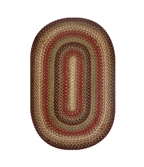 Homespice Decor Jute Braided Gingerbread Brown, Deep Red 506801 8 ft. X 10 ft. Oval Rug