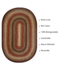 Homespice Decor Jute Braided Gingerbread Brown, Deep Red 505804 6 ft. X 9 ft. Oval Rug