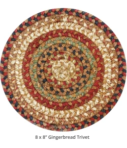 Homespice Decor Jute Braided Accessories Gingerbread Brown, Deep Red 240030PS 8 in. Set of 3 Round Rug