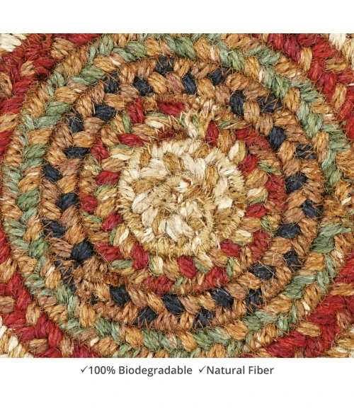 Homespice Decor Jute Braided Accessories Gingerbread Brown, Deep Red 240030PS 8 in. Set of 3 Round Rug