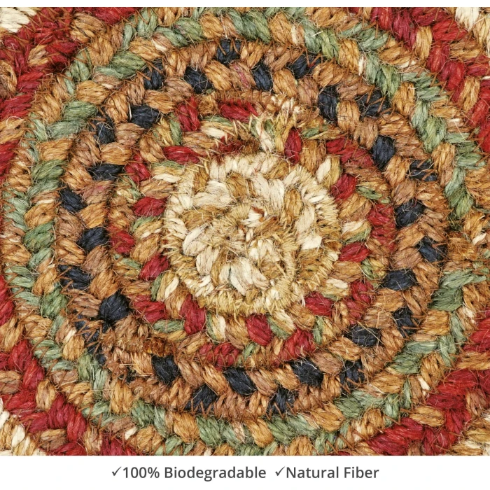 Homespice Decor Jute Braided Accessories Gingerbread Brown, Deep Red 240030PS 8 in. Set of 3 Round Rug