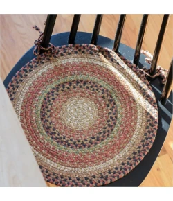 Homespice Decor Jute Braided Accessories Gingerbread Brown, Deep Red 240162PS 15 in. X 15 in. Set of 2 Round Rug